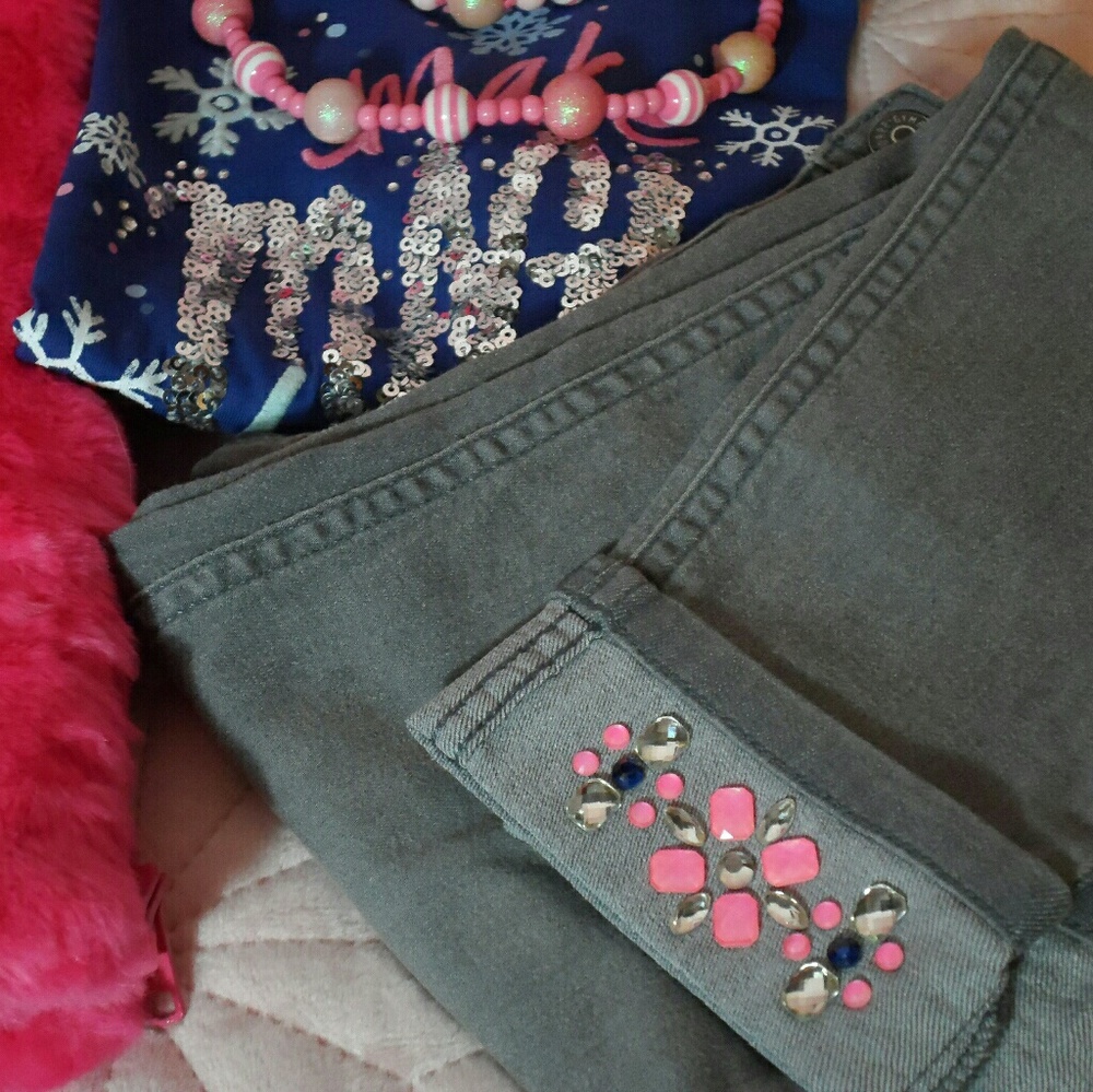 Gymboree Gray embellished skinny jeans